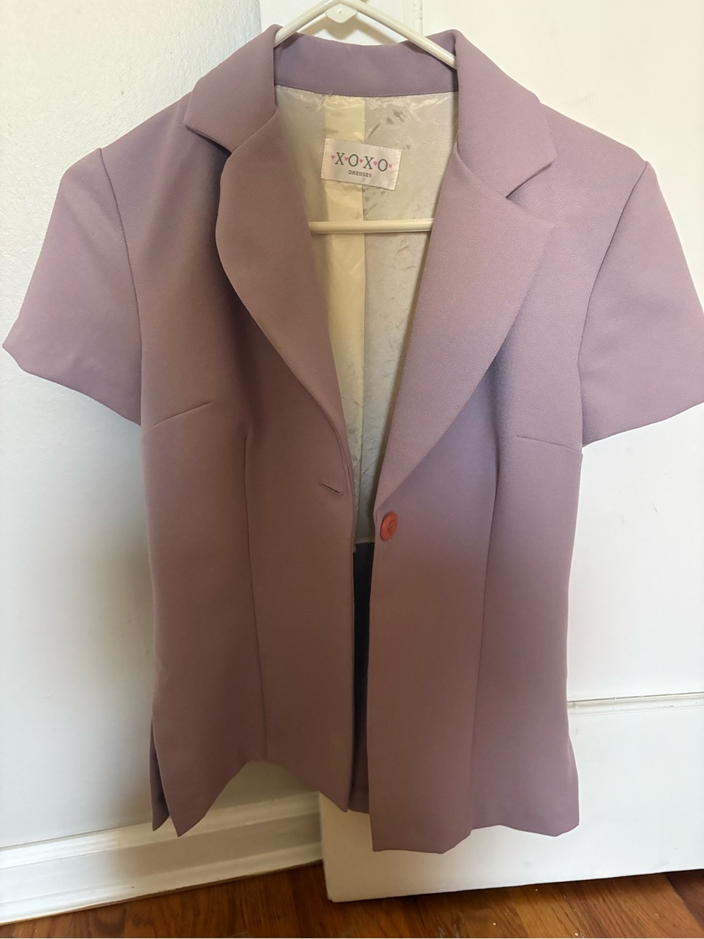 XOXO Lavender Short Sleeve Notch Lapel Blazer